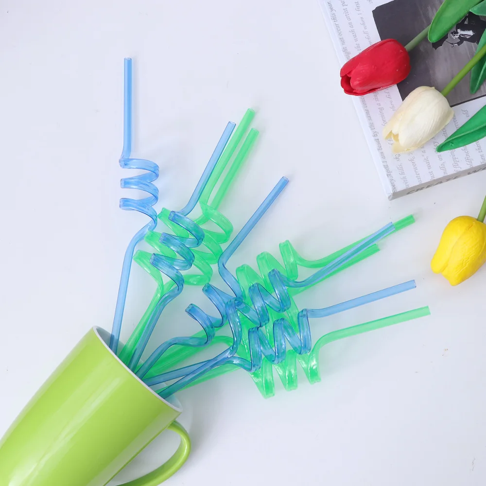 10 шт. 5 мм ПЭТ одноразовые соломинки хрустальные Красочные крутящиеся для детской