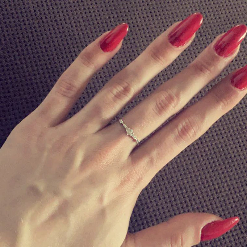 Маленькие Кристальные тонкие кольца Double Fair для женщин розовое золото блестящие