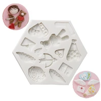 1pc cupid angel and cute bear lace cake mold fondant mold cake decorating tools silicone mould diy cake baking tools ftm1537