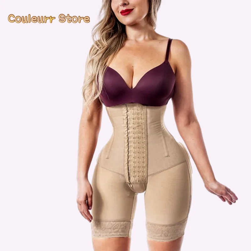 

Fajas Colombianas Women Open Bust Tummy Control Shapewear Postpartum Body Shaper Post Liposuction Bodysuit Hook Eye High Waist