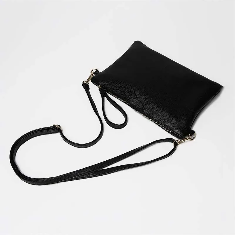 

PU Leather Black Clutches Women Zipper Minimalist Cell-phone Money Bag Crossbody Envelope Handbags Business OL Couple All-match