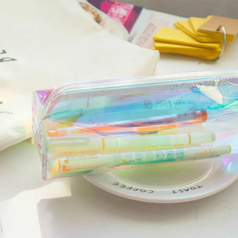Милый креативный пенал для карандашей лазерный кавайный прозрачный карандаш