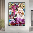 Постер с изображением красивой женщины и розовой Пантеры, поп-арт, настенные художественные принты на холсте, картина для гостиной, домашний декор