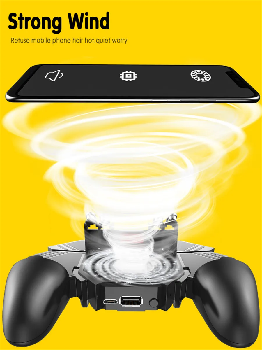Pubg Controller Phone Game Controller Cooling Fan Gamepad Mobile Trigger Grip 6 Finger Joystick for Xiaomi IPhone Samsung Joypad