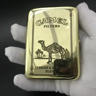 Camel Держатель 16 шт. классический винтажный медный верблюжий портсигар портативный кейс для сигар для хранения сигарет курительные коробки с коробкой - Color: Camel