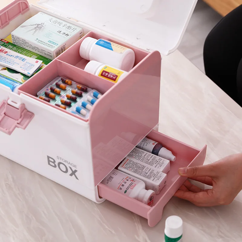 First Aid Kit Medicine Box Storage Plastic Container Emergency Portable Multi-layer Large Capacity Organizer |