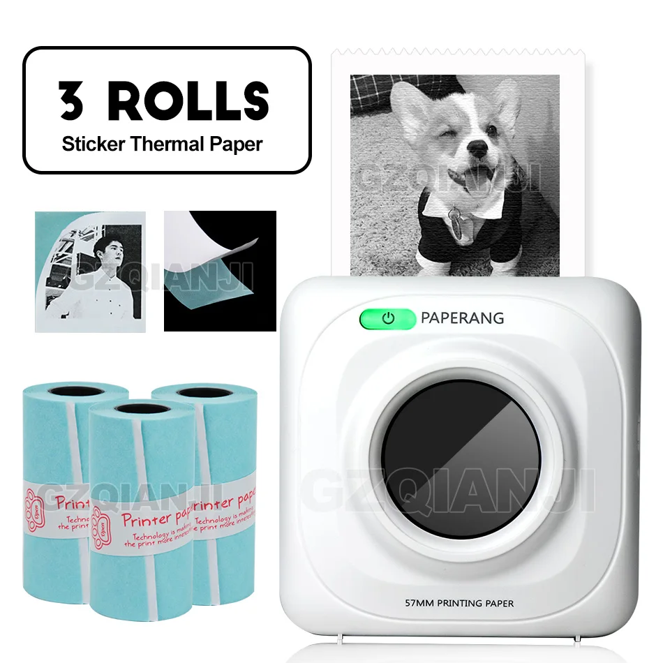 Add 3Sticker Paper PAPERANG P1 принтер термальный фото Портативный Bluetooth 4,0 телефон беспроводное соединение мини карманные принтеры для iOS Android Windows - color: Add 3Sticker Paper
