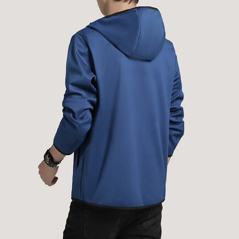 Осенняя мужская куртка Весенняя Повседневная однотонная модная на молнии с