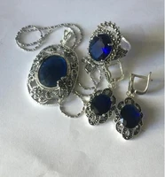 bijoux ensemble de perles dame con%c3%a7u bleu jade marcassite 925 bague en argent sterling 7 10 boucles doreilles et pendentif b