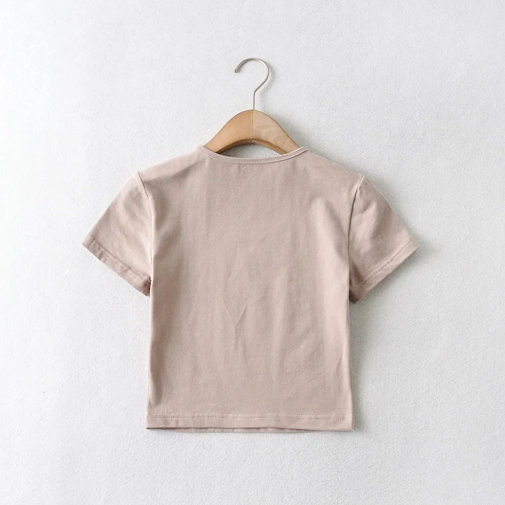 

High Quality Women Short Sleeve T Shirt Solid 2021 Summer Crew-Neck Crop Tops Clothing Casual Tees Femme Camisetas Mujer