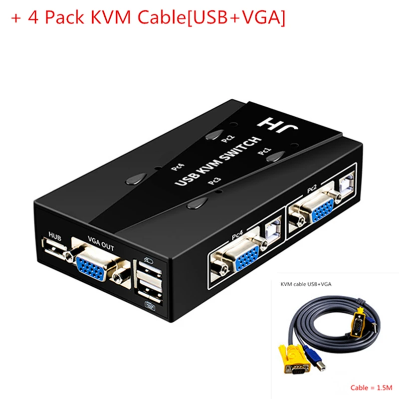 USB KVM Переключатель концентратор 2 0 VGA разветвитель принтер Мышь Клавиатура