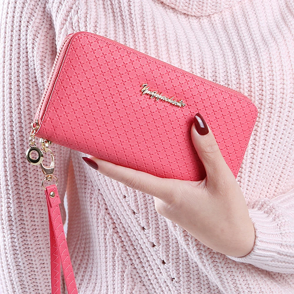 

2019 Ladies Zipper Purse Large Capacity Practical Hand Wallet Ptgirl Woman PU Leather Fashion Female Long Wallet