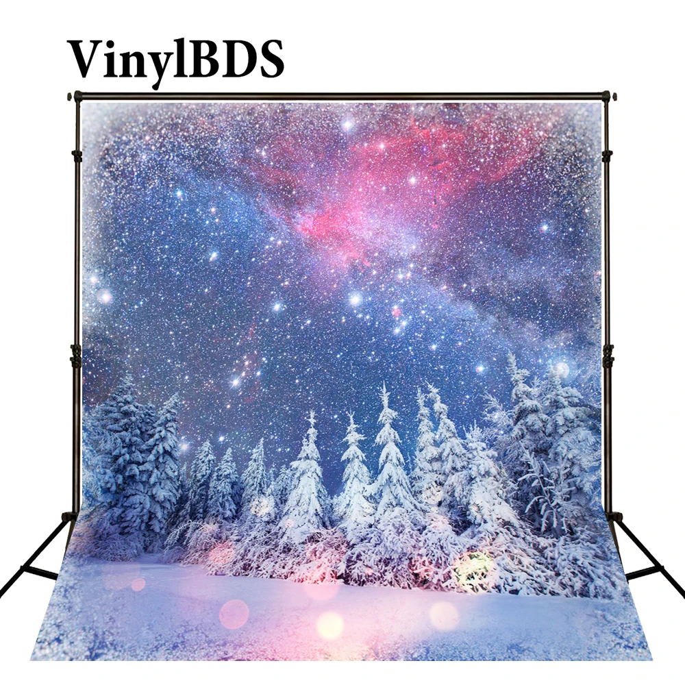 

VinylBDS Winter Background Snow Dream Spot Forest Backgrounds Scenery Starry Sky Galaxy Backdrop for Photocall Children