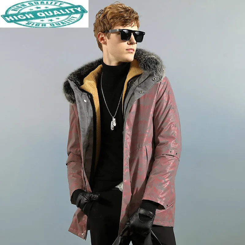 

Jacket Man Mens Winter Parka Hooded Men Clothing Genuine Wool Fur Coat Male Warm Clothes Ropa De Hombre LXR182