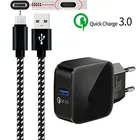 Для Huawei Honor 8 9 10 view 20 3A QC 3,0 адаптер Quick Charge EU зарядное устройство USB Type C кабель для Samsung A3 A5 A7 2017 A30 A50 A70