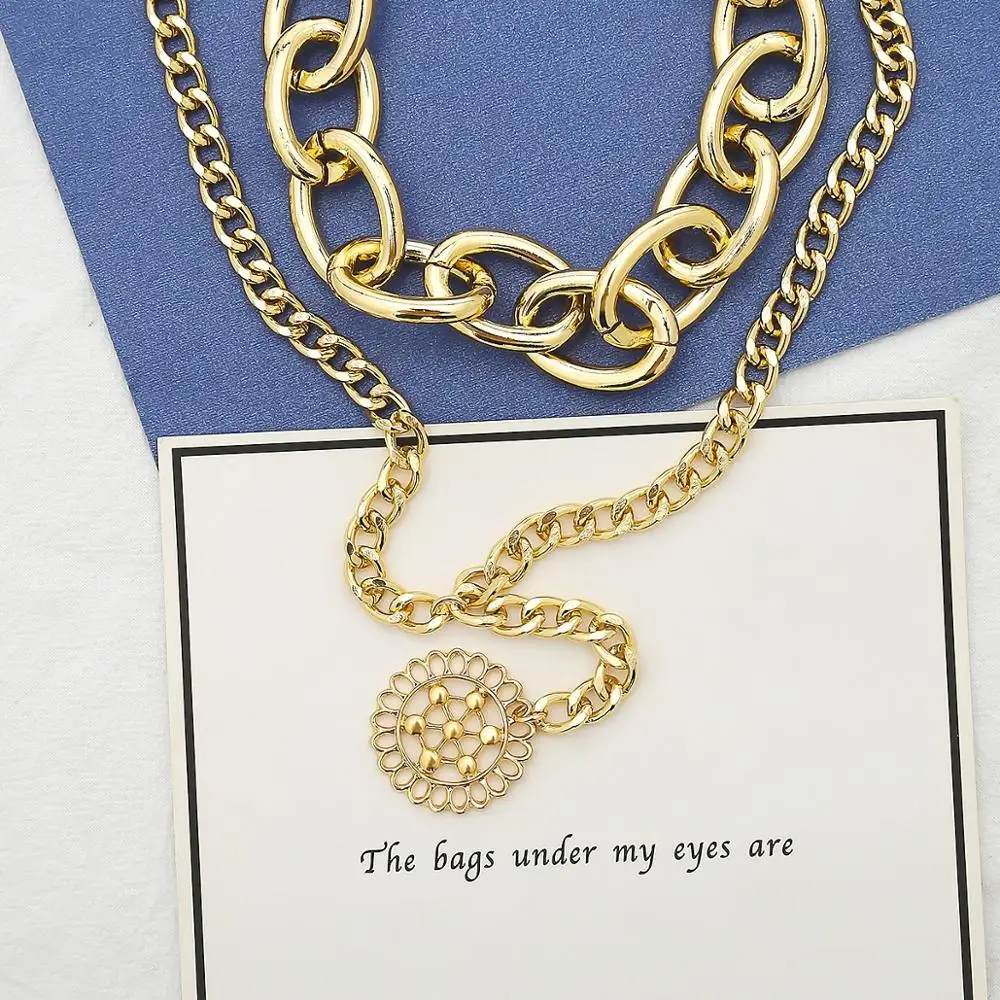 Двухцветный чокер JShine в стиле панк ожерелье толстая цепь круглый полый цветок