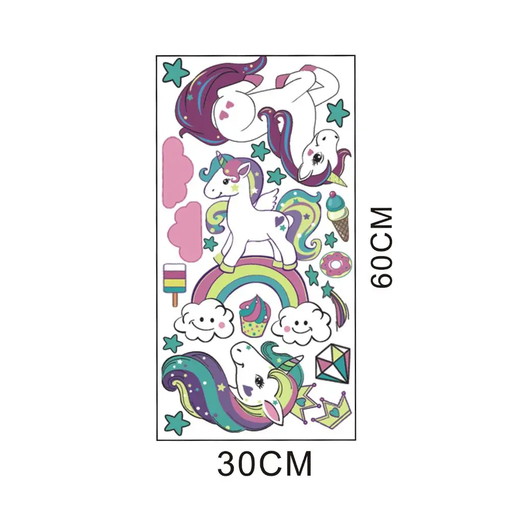 Мультяшный принт настенная наклейка единорог корона узор настенные наклейки для