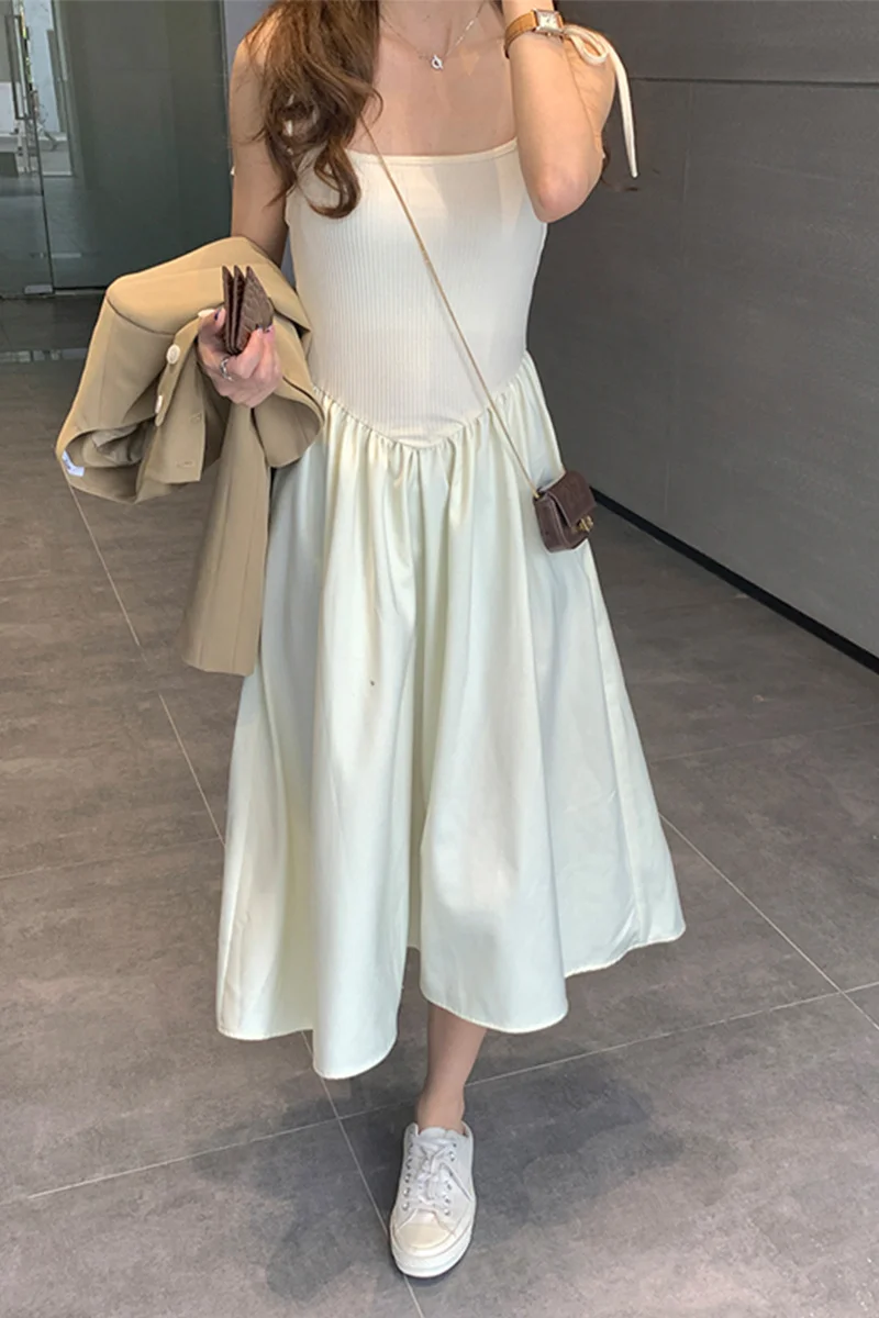 Женское шифоновое платье средней длины трикотажное на французских подтяжках с