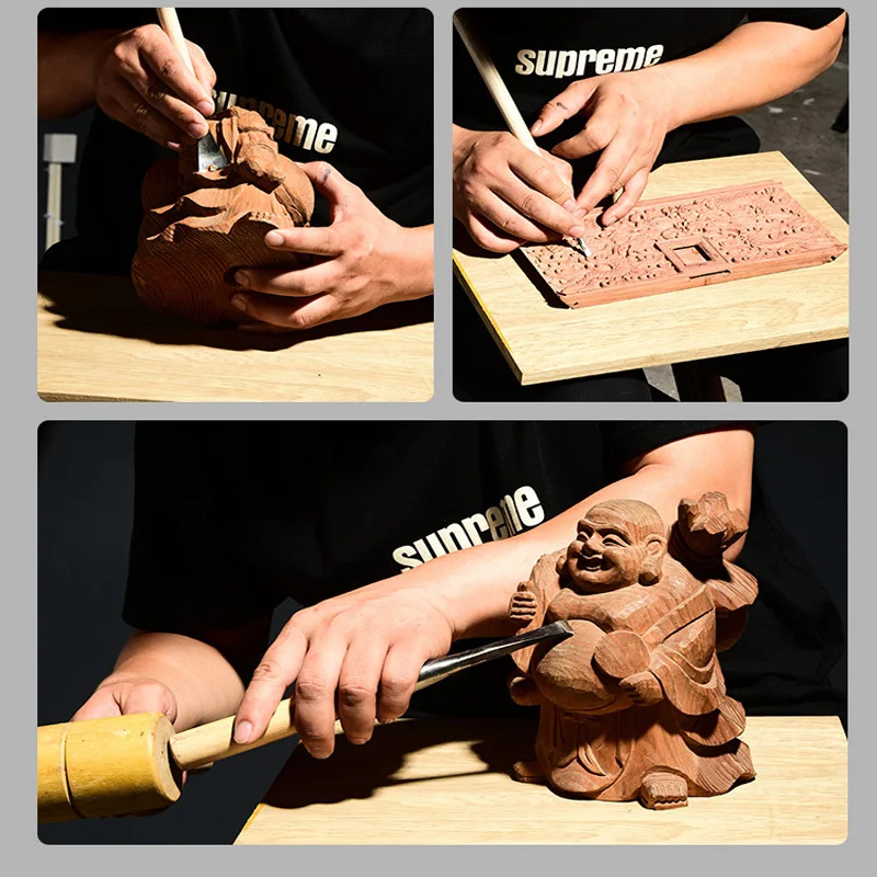 Глубокая круглая резная резьбовая резьба Деревянная ручка Инструменты для резьбы по дереву Хобби искусства Ручная ковка Гравировальный нож на.