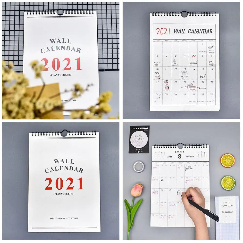 

Creative 2021 Minimalism Plan Book Mini Wall Calendar Plan Portable with Calendars Desk Diy Calendar Book Tearable Home Cal E4V4