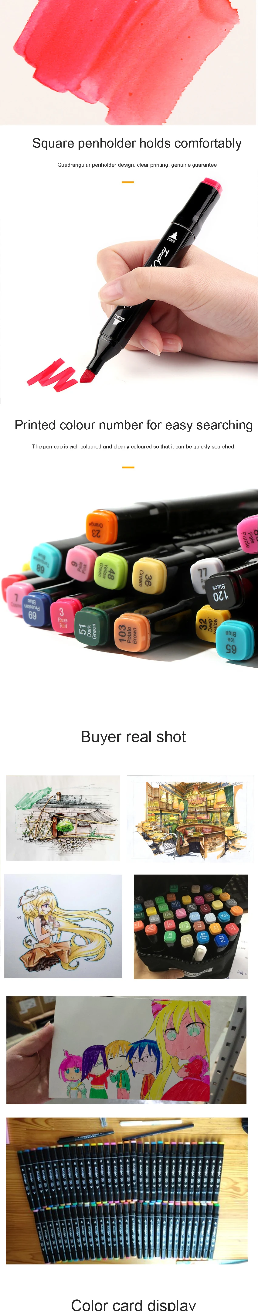 Markers brush Pen Set authentic student double-headed beginner 30/40/60/80 colors oil alcohol painting marker art supplies