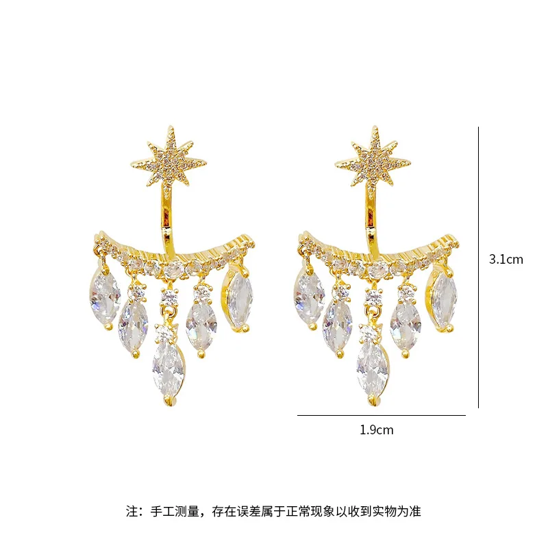 

Trendy Luxury Sweet Shiny Zircon Geometric Tassel Drop Earring for Women Party Personality Temperament Fashion Jewelry Gifts