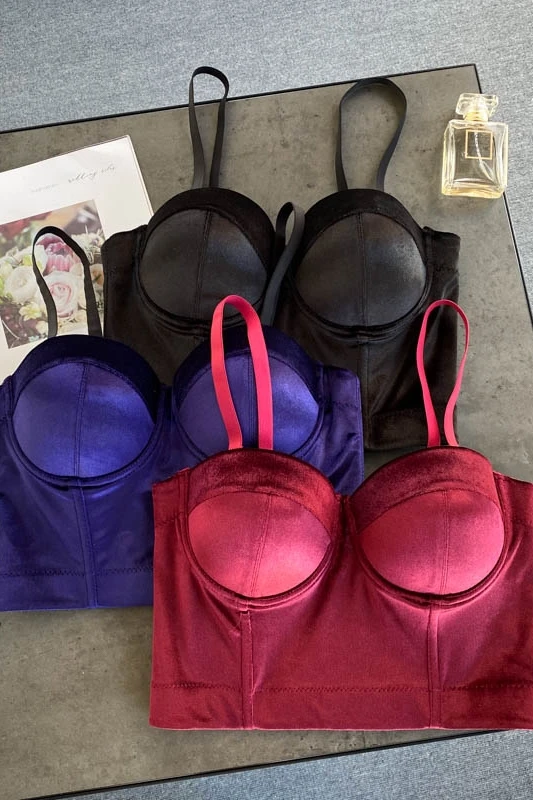 

Solid Color Korea Velvet Vest New Fashion Classic Women's Party Club Night Bustier Tops Camis