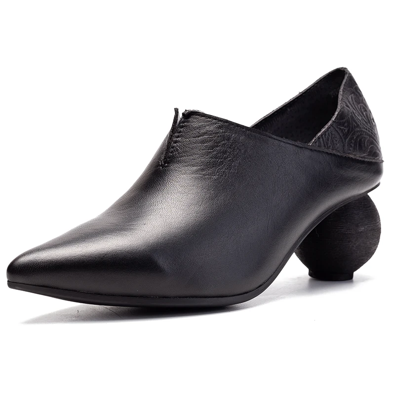 VALLU/2019 г. Осенняя обувь с круглым каблуком женские туфли лодочки винтажная