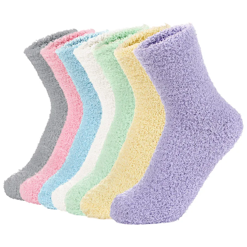 Женские уютные кашемировые носки зимние теплые для сна домашние Пушистые Носки