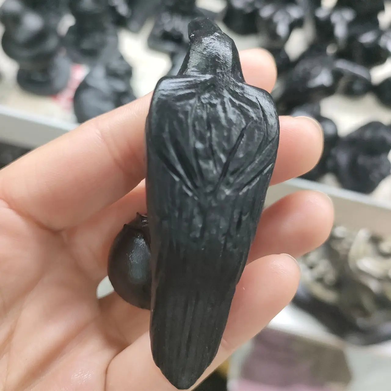 1 шт. натуральный обсидиан кварц животное птица ручная резка кристалл