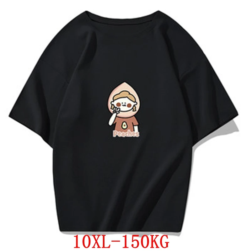 

ANGINANA большой размер женские футболки размера плюс 9XL 10XL летние Круглый воротник с коротким рукавом свободное черно-белого, красного цвета, б...