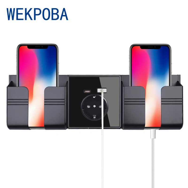 Розетка WEKPOBA с интерфейсом Type-C настенная розетка из поликарбоната/акриловой
