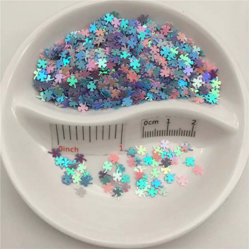 Pink White Blue Pur 4 мм четырехлистный цветок клевера ПВХ рассыпчатые блестки пайетки для маникюра, свадебного конфетти, аксессуары для орнамента/рукоделия - Цвет: Pink White Blue Pur