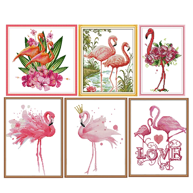 Набор для вышивки крестиком серии фламинго 11CT14CT DMC Печатный узор на ткани шитья