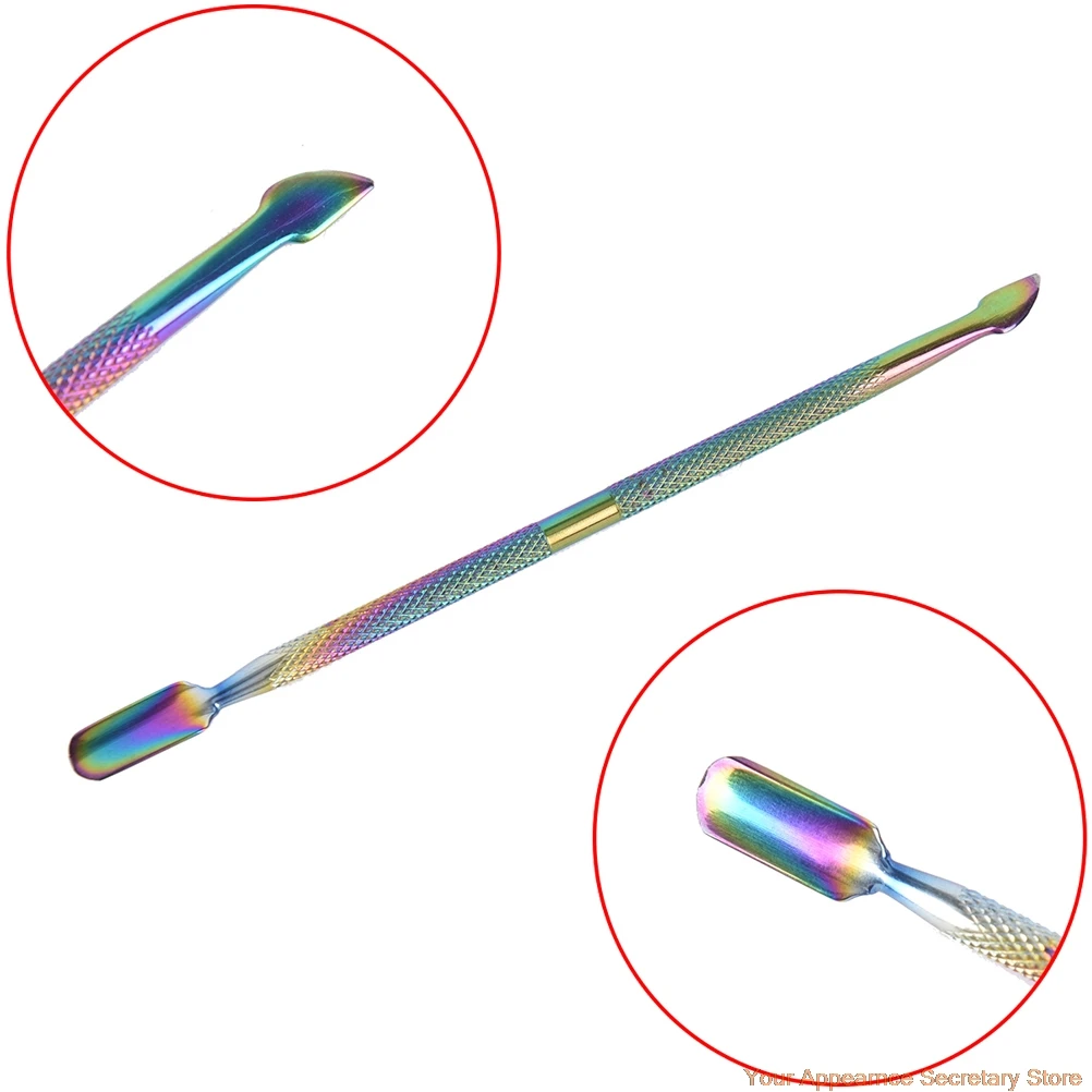 

1PC Double-end Cuticle Pusher Dead Skin Remover Manicure Nail Art Woman Lady Nail Clean Remover Rainbow Pusher Cuticle Pusher