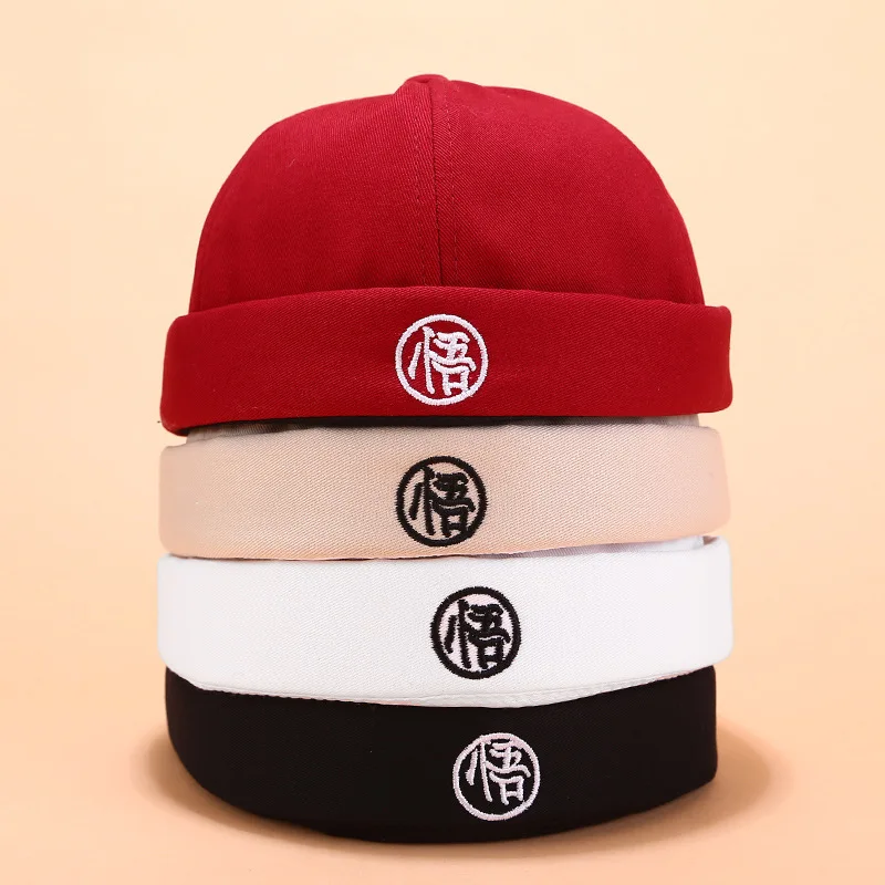 

Adjustable Brimless Cap Men's Street Dance Hip-hop Hat Women's Skullcap Embroidered Unisex Dome Melon Cap Portable Docker Cap