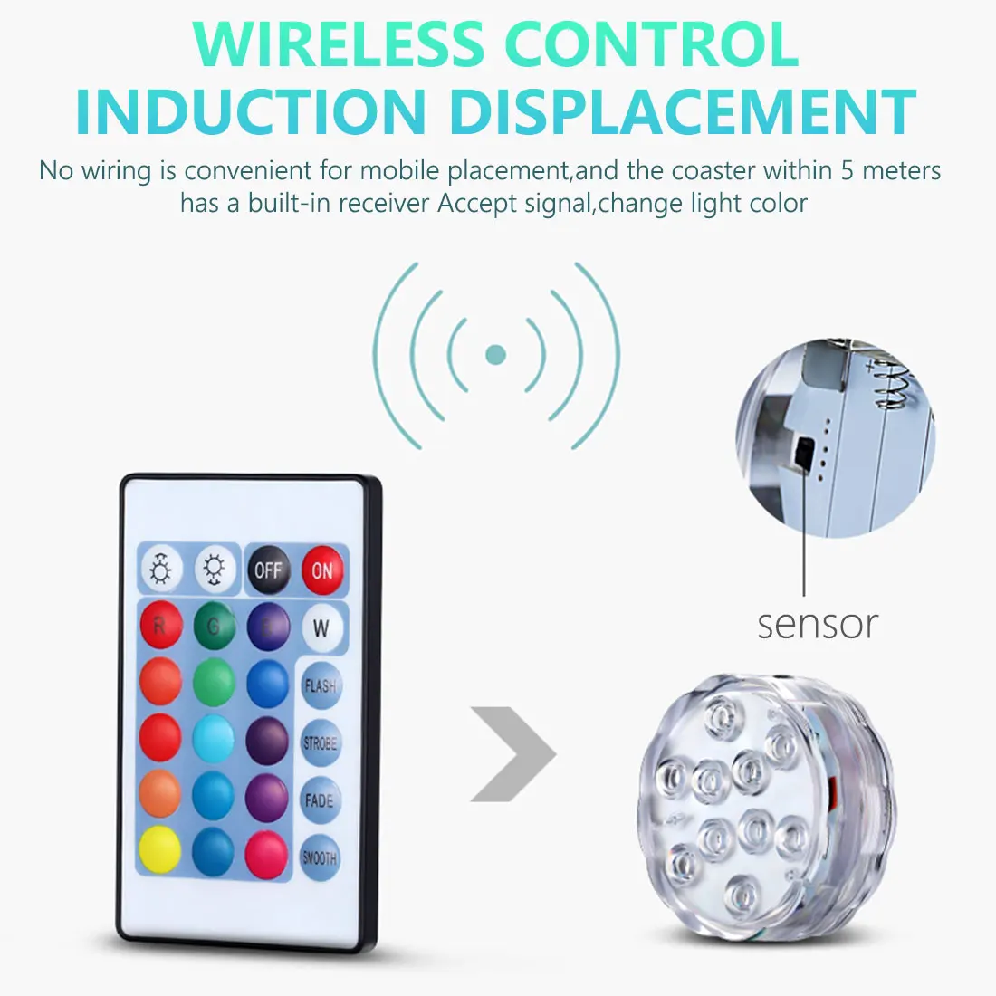 10 светодиодный Дистанционное управление RGB погружной светильник Батарея