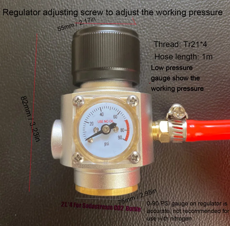 Home Beer Gas Line Assembly 5/16" PVC Carbonation Hose 0-90psi Co2 Regulator With Ball Lock&ampClamps For Bottle | Дом и сад