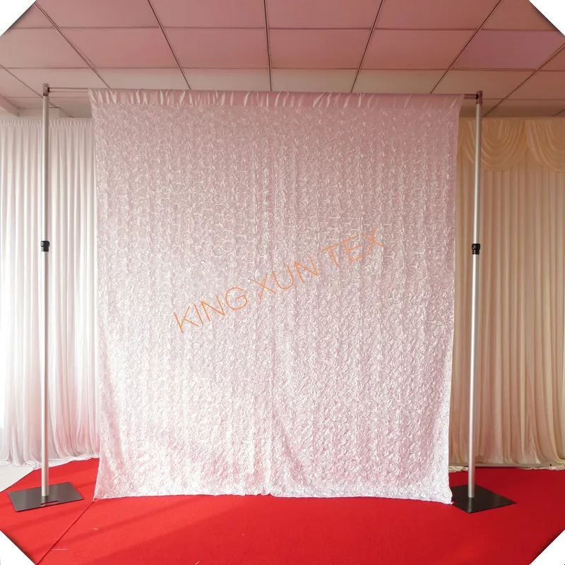 

free shipping White satin rosette Backdrop Curtain for wedding party or photograph background