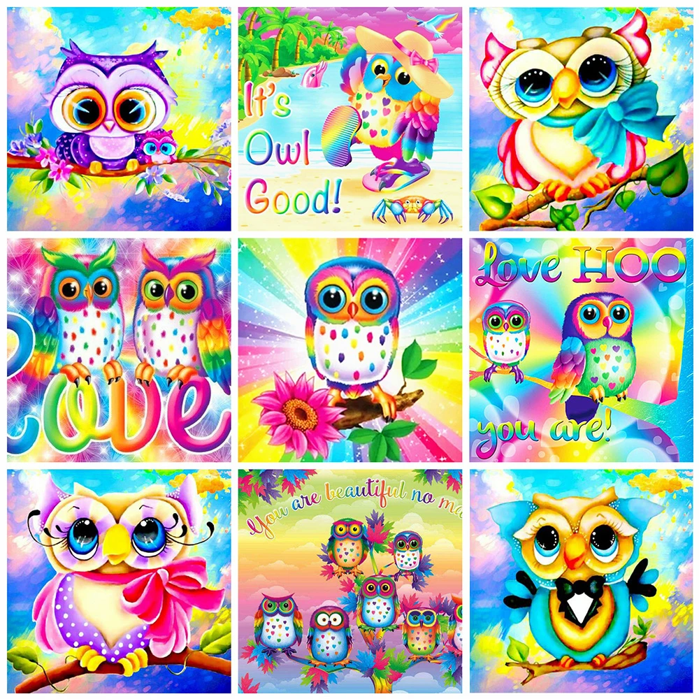 

5D DIY Diamond Painting Cartoon Cross Stitch Diamond Embroidery Owl Rhinestone Pictures Kids Room Decoration
