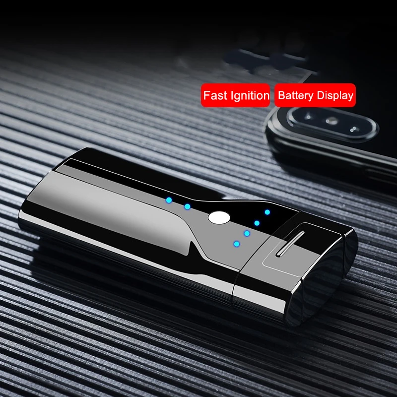 Светодиодный дисплей двойная дуга Зажигалка USB Электронные Зажигалки