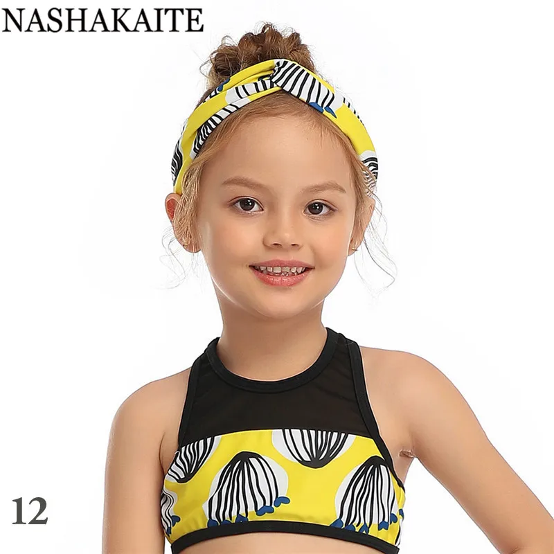 NASHAKAITE Mom and daughter Headbands 30 Colors Printed Women Girls Swimming Elasticity Hairdressing | Мать и ребенок