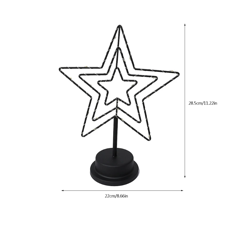 

Wrought Iron Bedside Lamp in Star Shape Night Light Home Romantic Decor Battery Powered Lamp in Nordic Style
