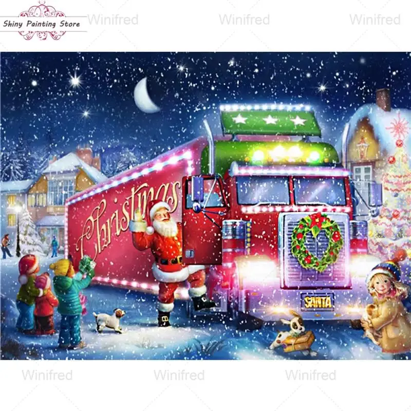 

5D DIY Diamond Embroidery Santa Claus Christmas Truck Picture Of Rhinestones Diamond Painting Cross Stitch Christmas Gift Decor