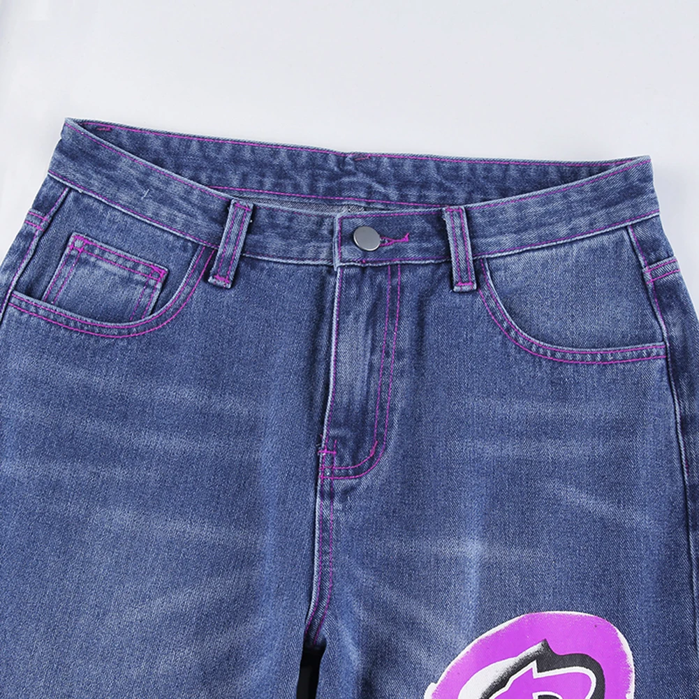 

Letter Print Y2k Straight Pants Women Harajuku Long Denim Pant Streetwear Retro Mom Jeans High Waist 90s Aesthetic Egirl Pants