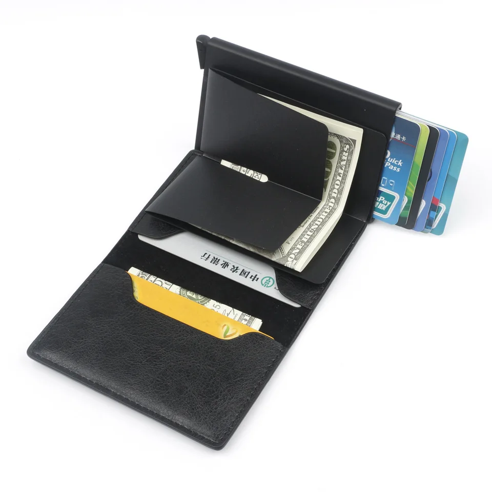 Смарт-кошелек Бизнес-держатель для карт Hasp Rfid Кошелек Алюминиевый металлический кредитный бизнес мини карточный кошелек для мужчин и женщин