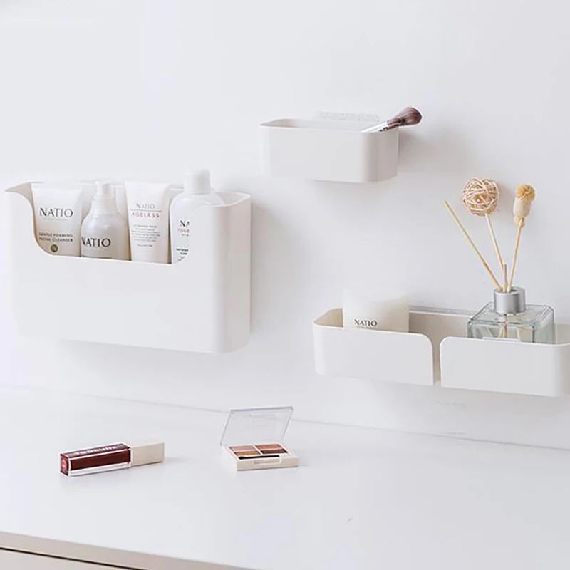 

Multi-function Storage Box Punch-free Wall Mount Desktop Case Plastic Large Capacity Storage Box for Kitchen Bathroom Organizer