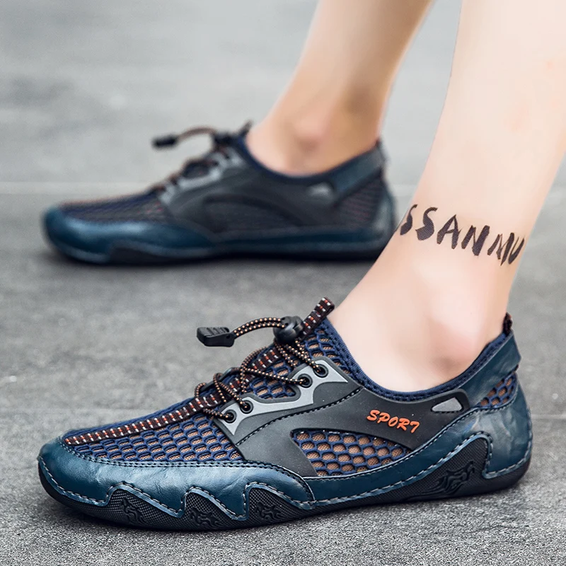 Mens Mountain Trekking Shoes Man Outdoor Athletic Shoes Men Wearable Sports Upstream Shoes for Men Light Elastic Brand Trainers