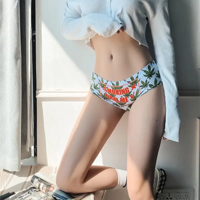 Женские эластичные трусики с низкой талией бесшовные буквенным принтом