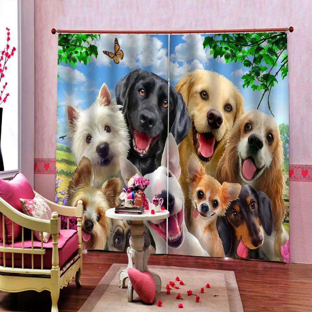 Шторы шторы для животных dog 3D роскошные затемняющие Оконные Занавески гостиной